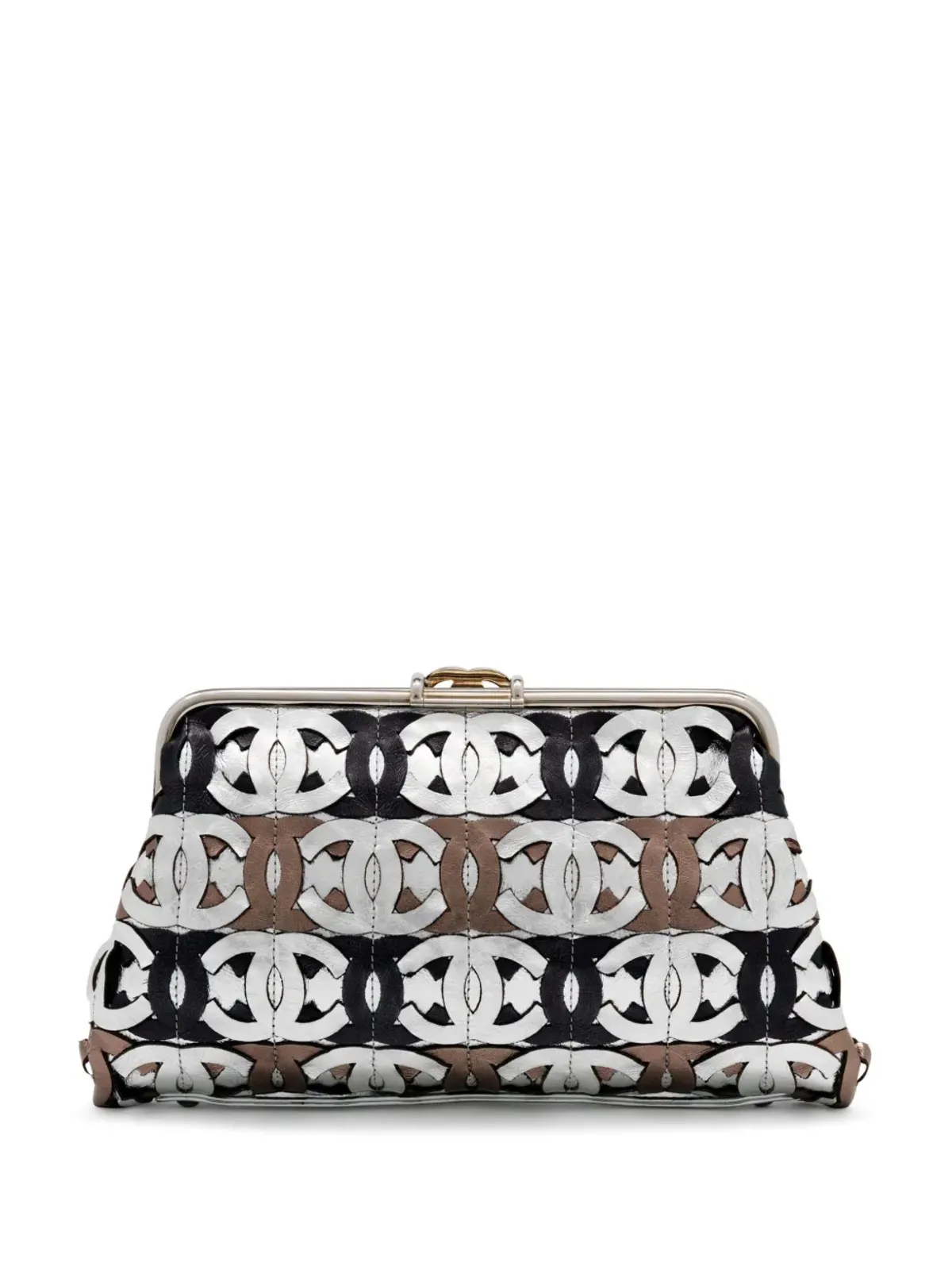 CHANEL ビンテージ 2008年 ランウェイ CCロゴ メタリック クラッチバッグ - シルバー - 画像2