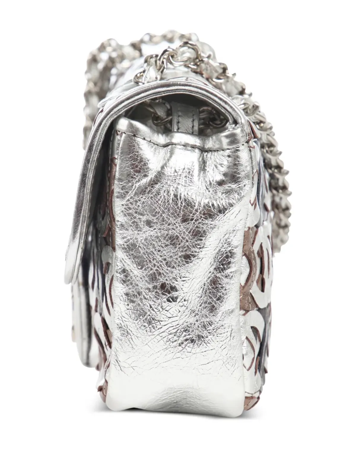 CHANEL ビンテージ クラシックフラップ メタリック ショルダーバッグ - シルバー - 画像4