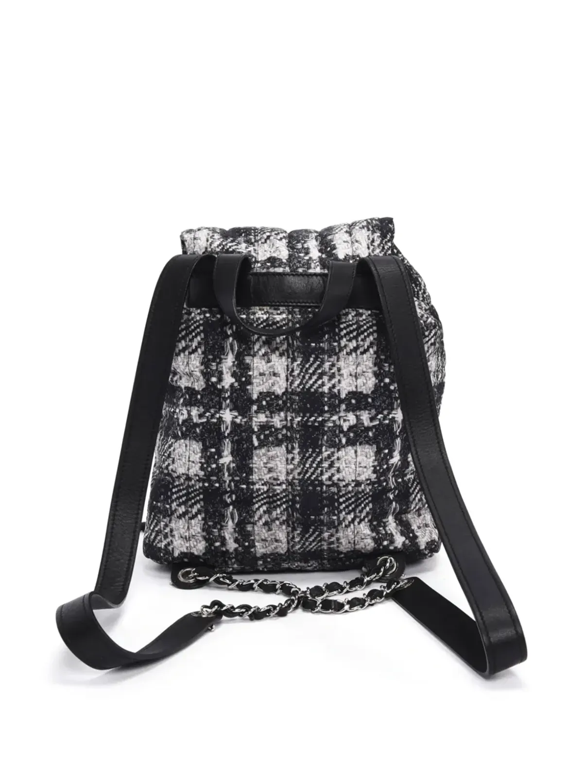 CHANEL Pre-Owned ビンテージ CCターンロック ツイード バックパック ブラック - 画像2