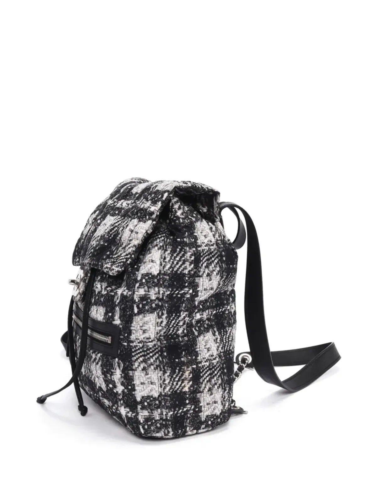 CHANEL Pre-Owned ビンテージ CCターンロック ツイード バックパック ブラック - 画像3
