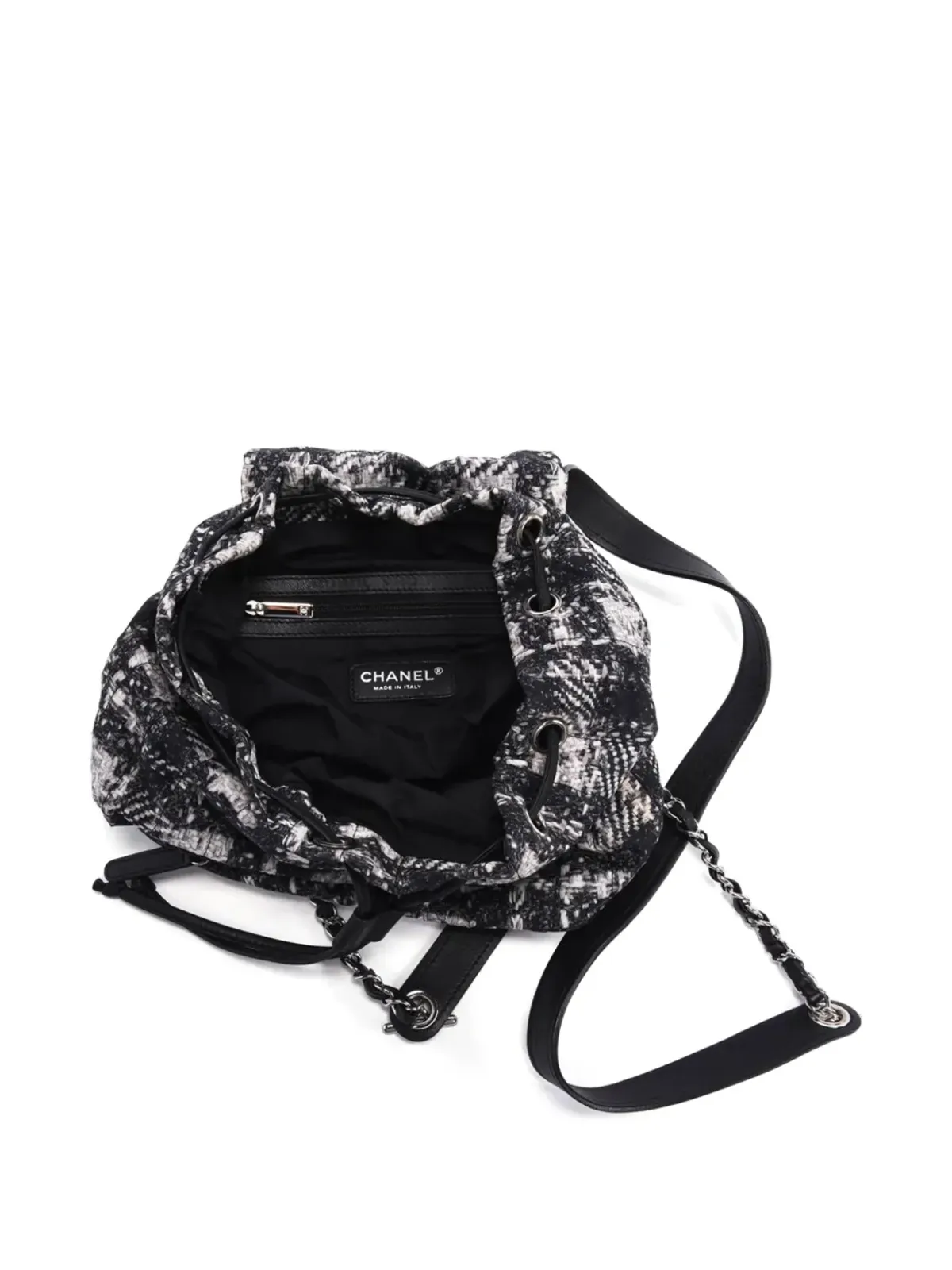 CHANEL Pre-Owned ビンテージ CCターンロック ツイード バックパック ブラック - 画像4