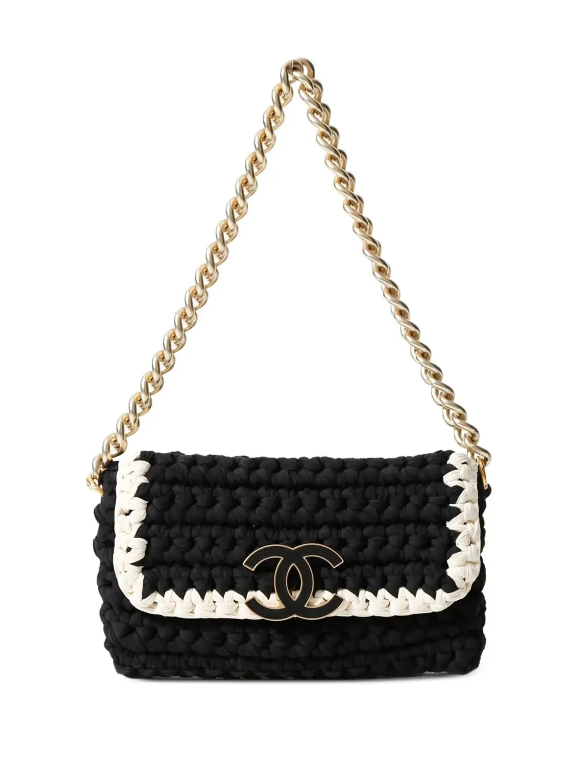 CHANEL ビンテージ ミディアム クロッシェ フラップ ショルダーバッグ - ブラック - 画像2