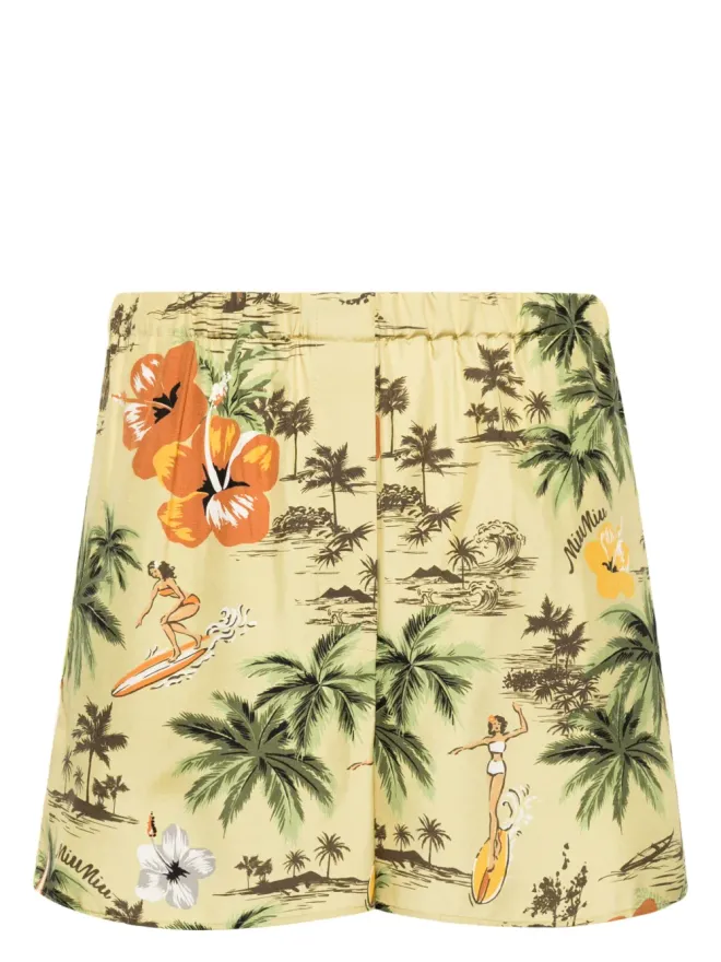 Miu Miu Miu Miu ハワイ風パームツリー柄パジャマショーツの商品画像