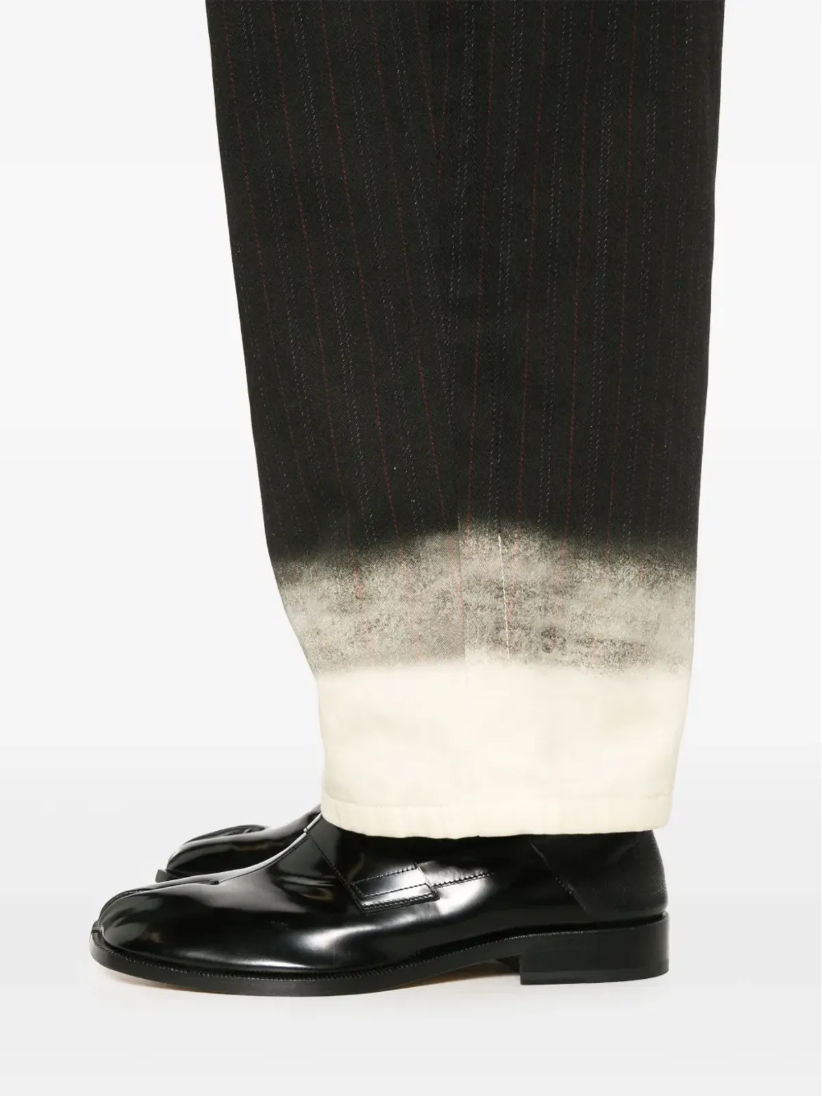 Maison Margiela ピンストライプ ワイドレッグ パンツ ブラック - 画像5