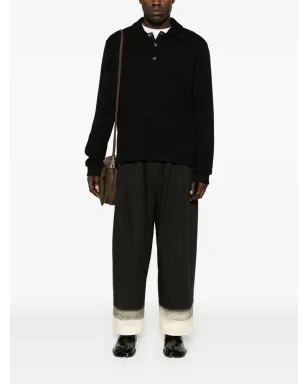 Maison Margiela ピンストライプ ワイドレッグ パンツ ブラック - サムネイル2