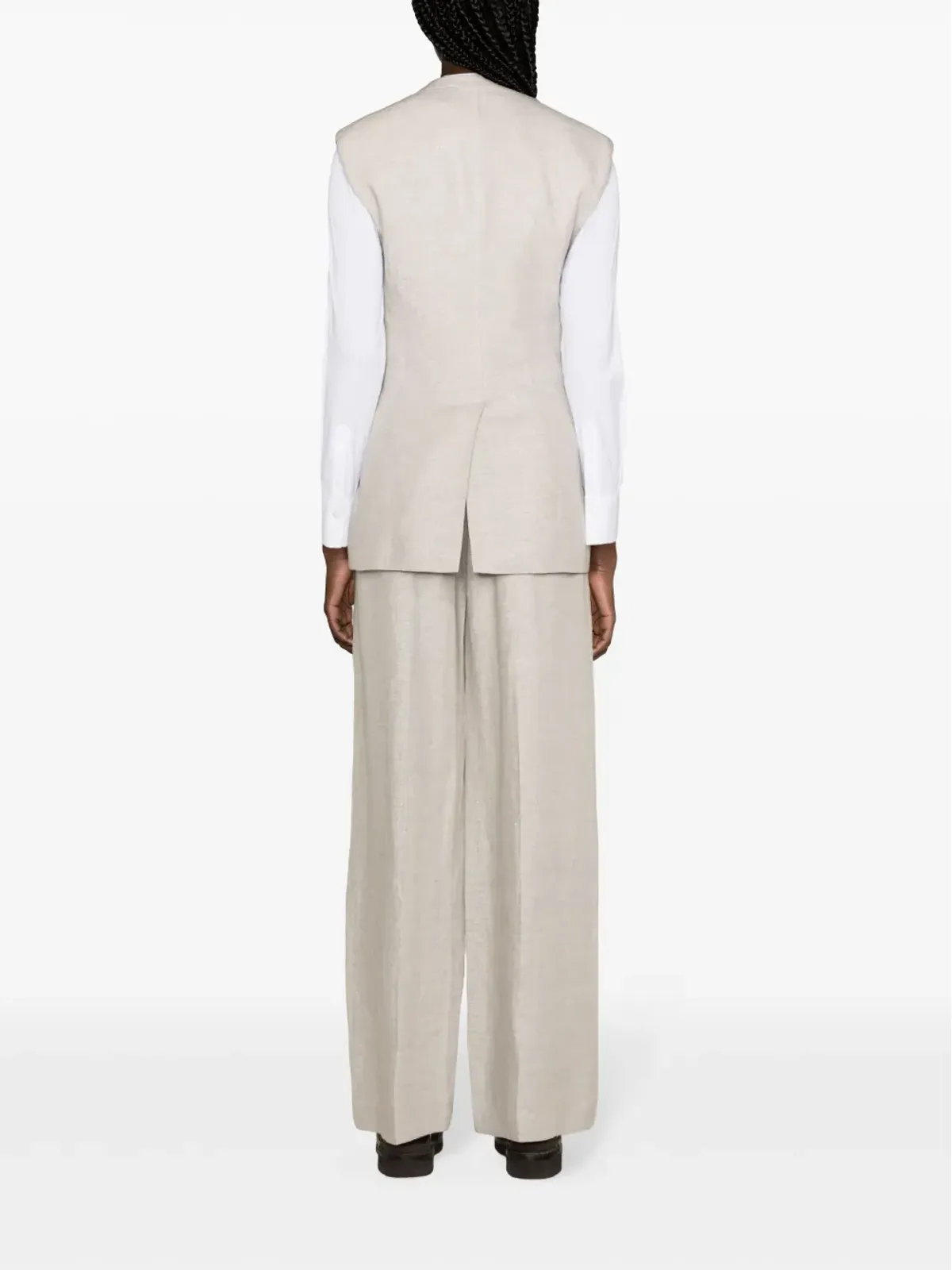 Brunello Cucinelli メタリック糸入り ノースリーブ ブレザー グレー - 画像4