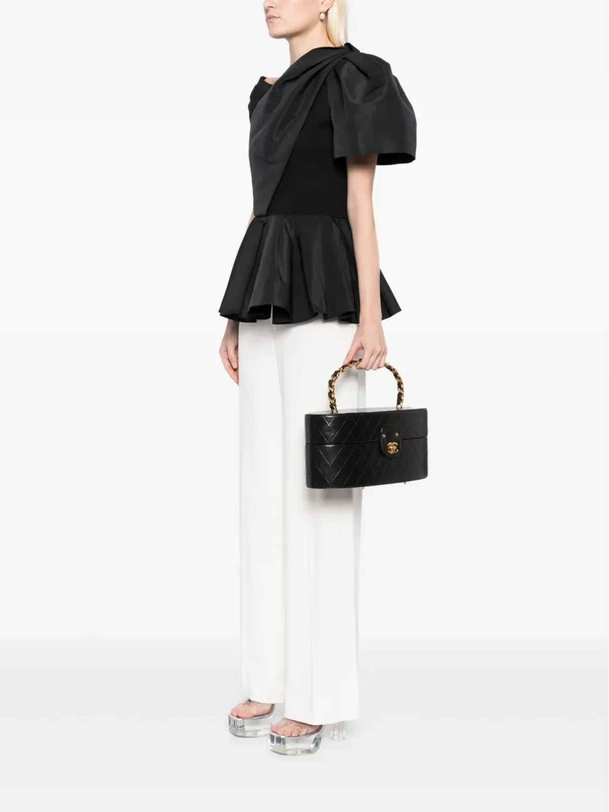 CHANEL ビンテージ 1988 トレインケース バニティバッグ - ブラック - 画像2
