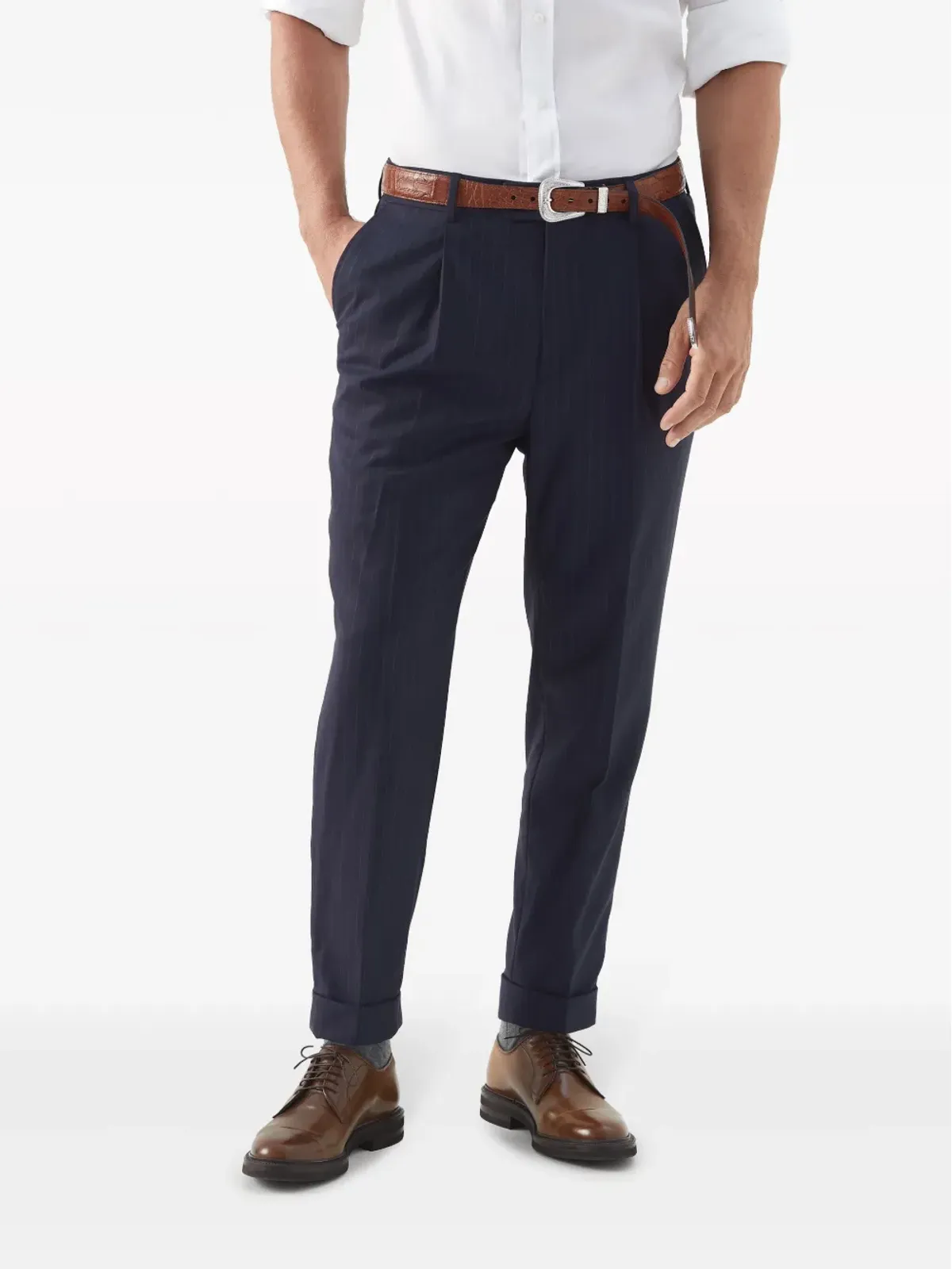 Brunello Cucinelli テーパードパンツ（ウール） ブルー - 画像3