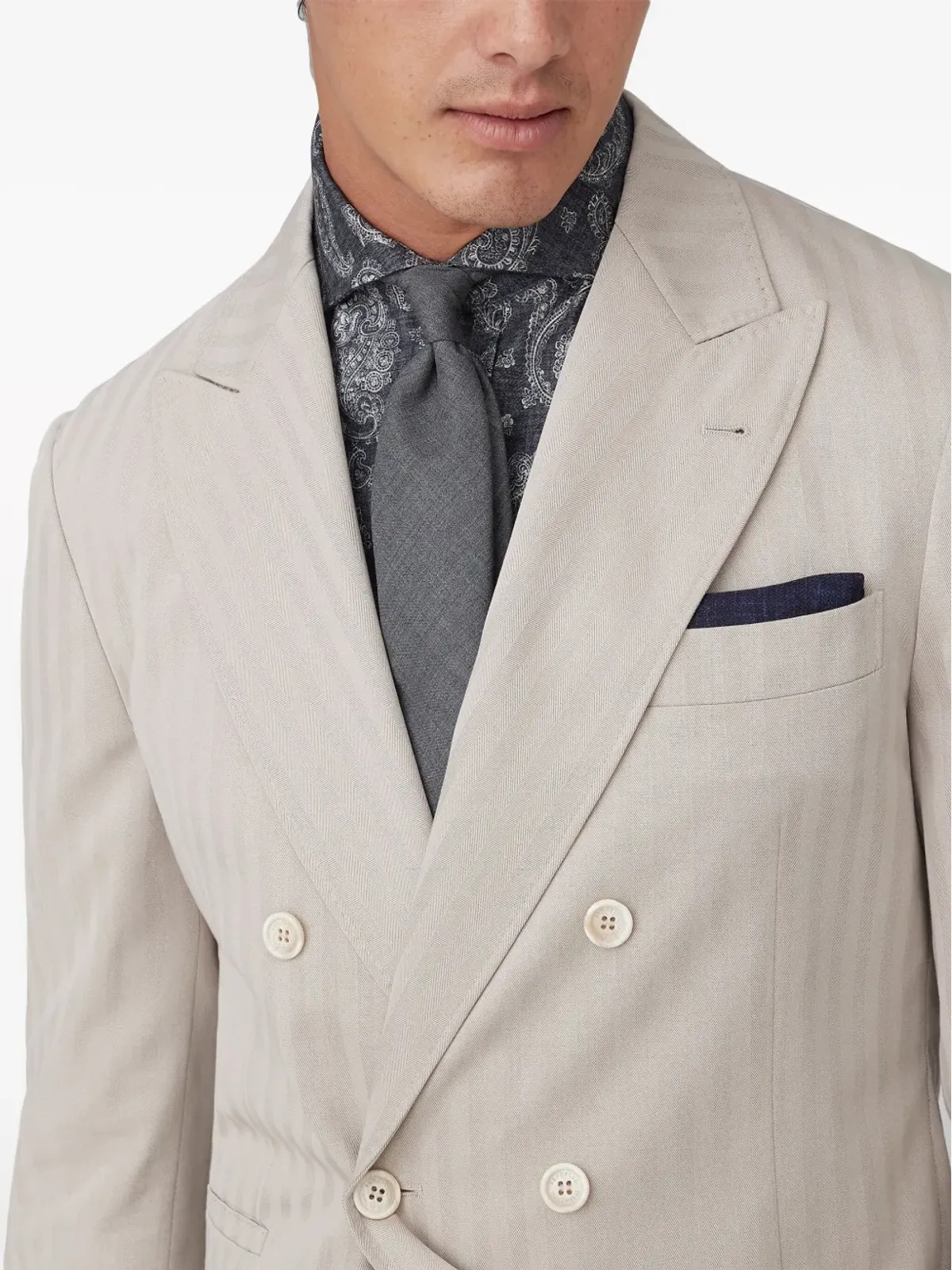 Brunello Cucinelli ヴァージンウール ネクタイ グレー - 画像4