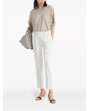 Brunello Cucinelli シルク混紡 クロップドパンツ - ホワイト - サムネイル2