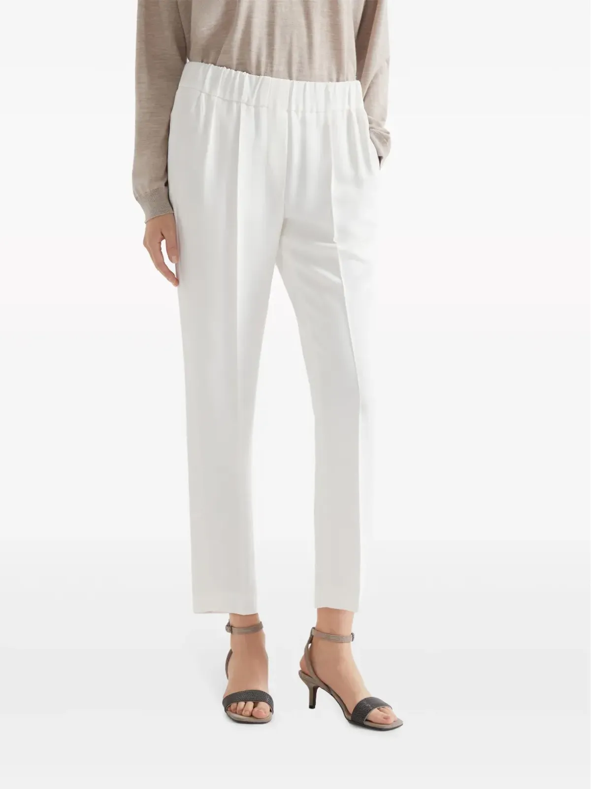 Brunello Cucinelli シルク混紡 クロップドパンツ - ホワイト - 画像3