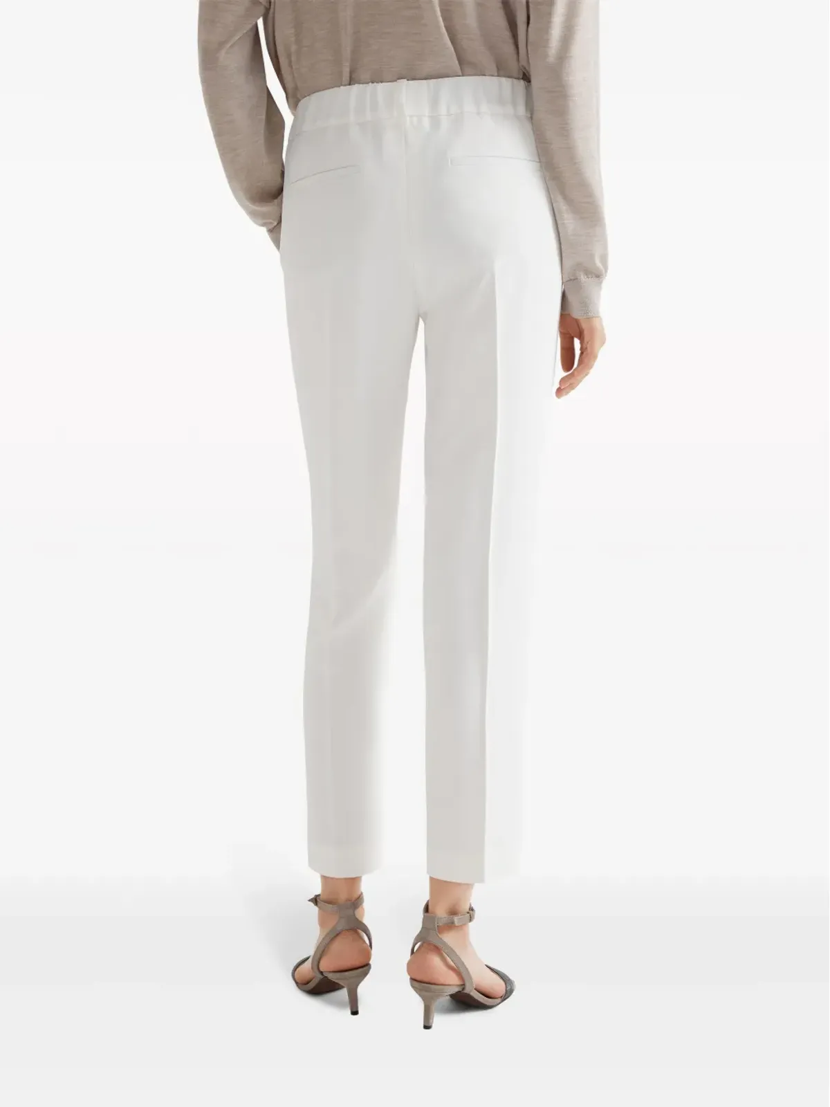 Brunello Cucinelli シルク混紡 クロップドパンツ - ホワイト - 画像4