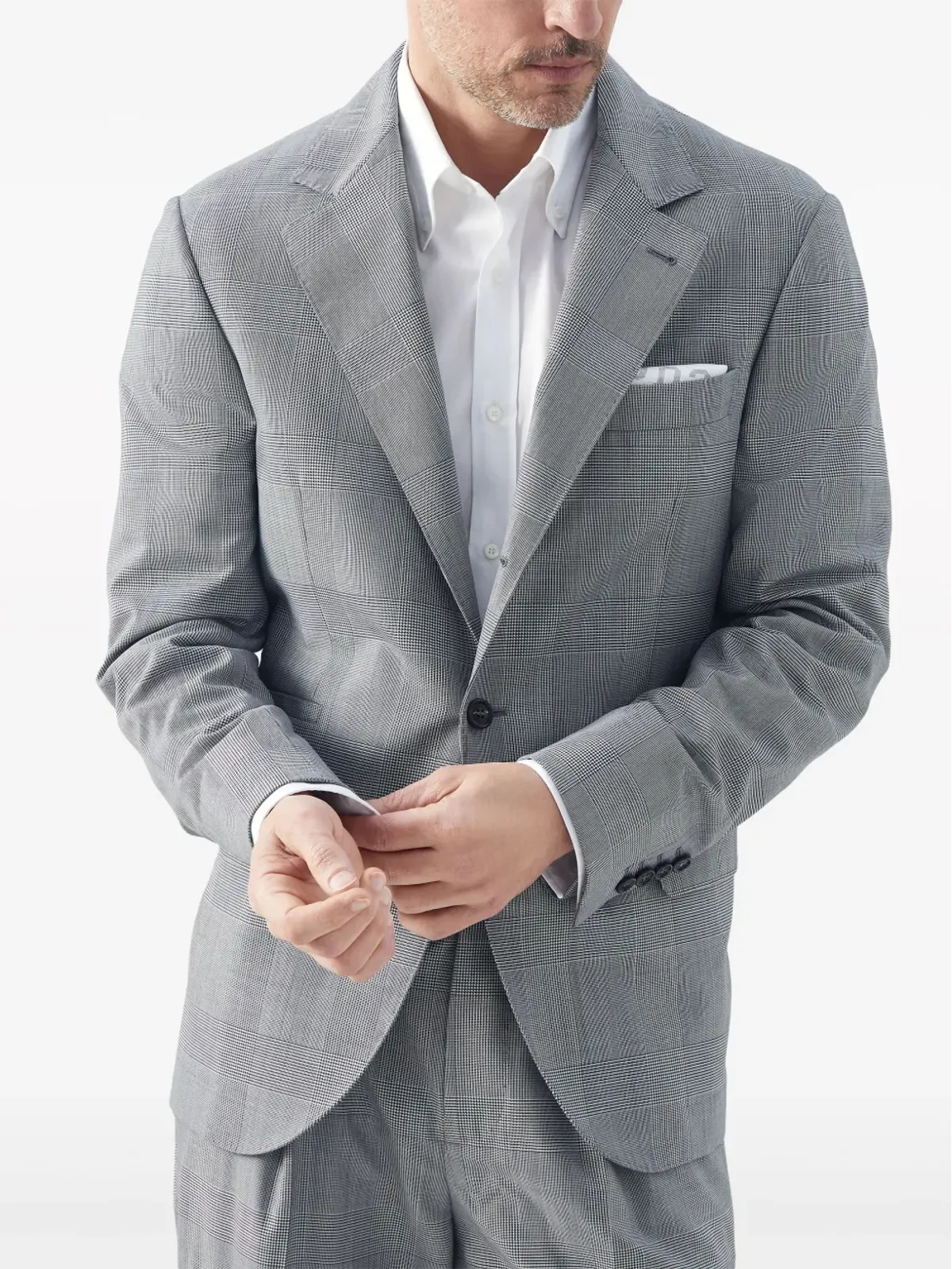 Brunello Cucinelli チェック柄 バージンウール ブレザー - ブラック - 画像2