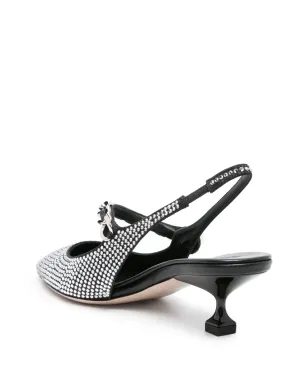 Miu Miu ラインストーン装飾 ポインテッドトゥパンプス ブラック - サムネイル3