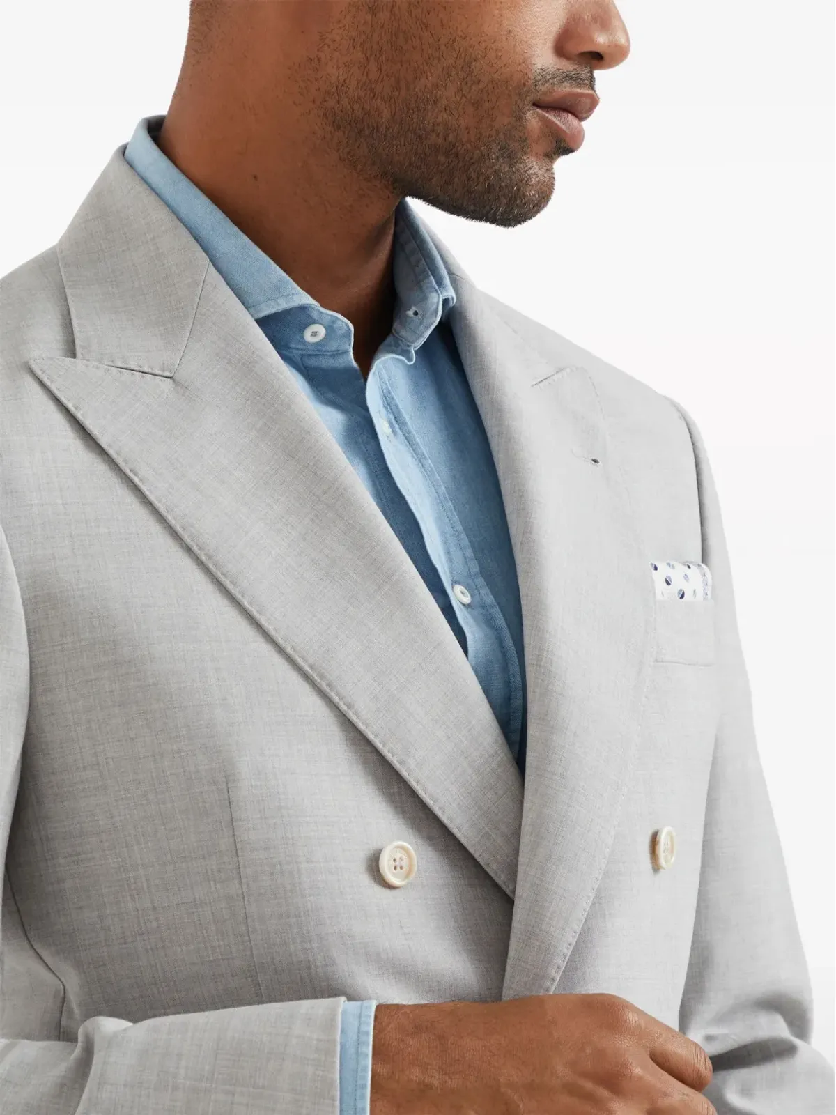 Brunello Cucinelli ダブルブレスト ウール ブレザー - グレー - 画像5