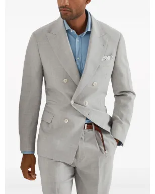 Brunello Cucinelli ダブルブレスト ウール ブレザー - グレー - サムネイル2
