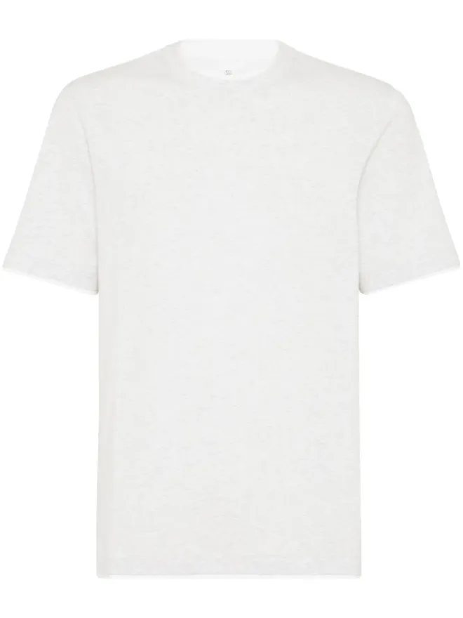 Brunello Cucinelli Brunello Cucinelli メランジ風コットン Tシャツ - ホワイトの商品画像