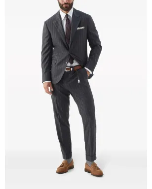 Brunello Cucinelli ストライプ ヴァージンウール パンツ グレー - サムネイル2