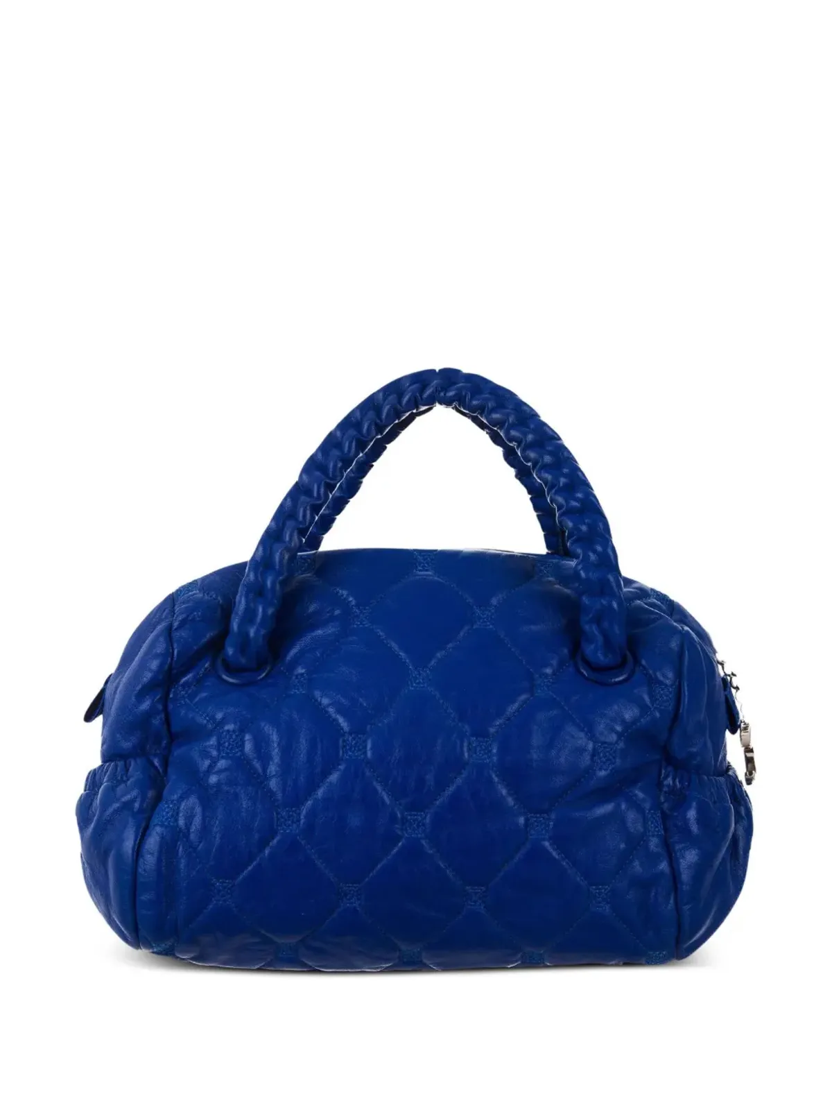 CHANEL ビンテージ 2008年 小さめ ダイヤモンドキルト ハンドバッグ ブルー - 画像1
