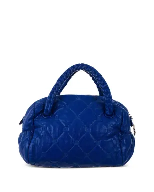 CHANEL ビンテージ 2008年 小さめ ダイヤモンドキルト ハンドバッグ ブルー - サムネイル1
