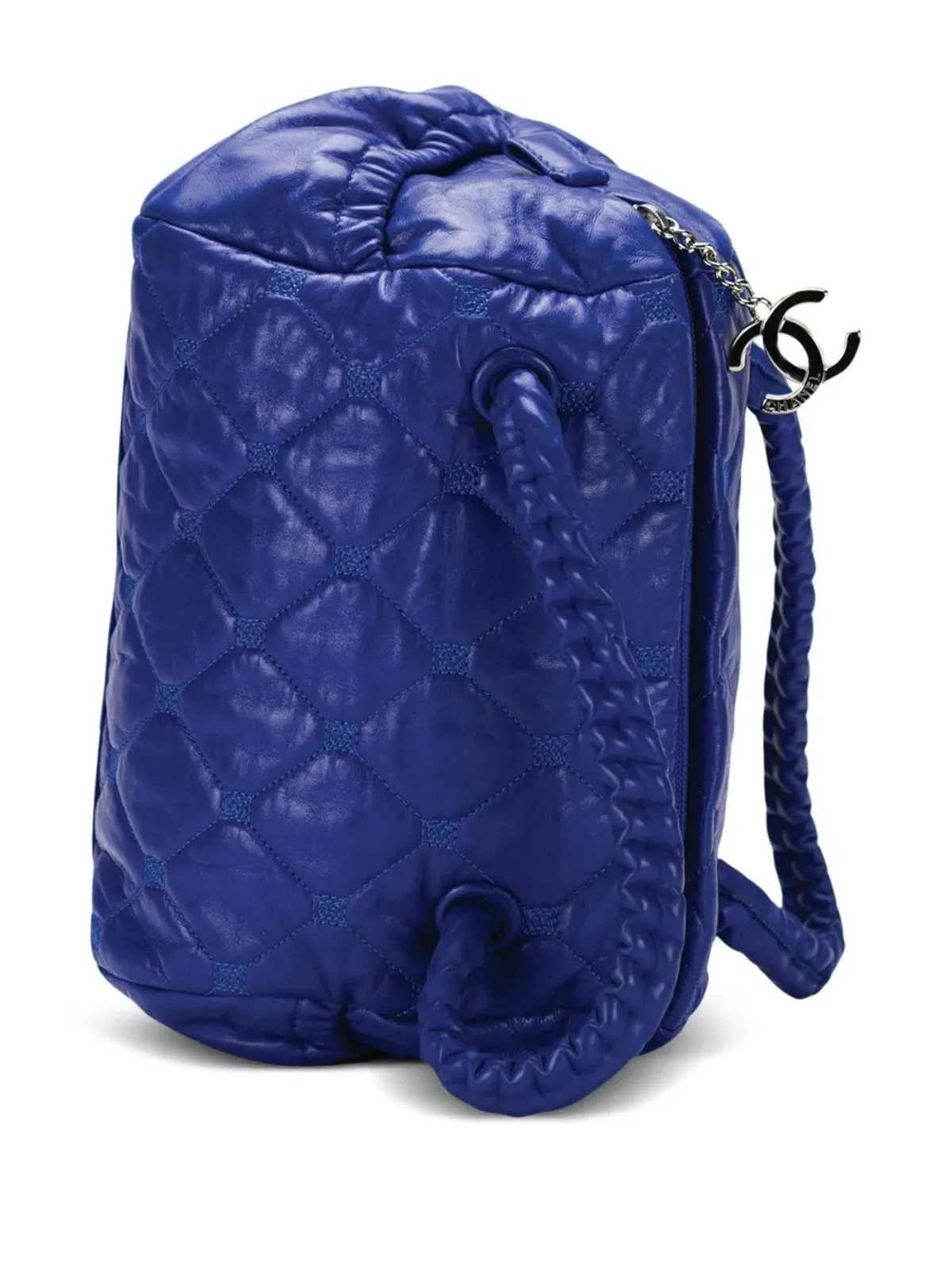 CHANEL ビンテージ 2008年 小さめ ダイヤモンドキルト ハンドバッグ ブルー - 画像3