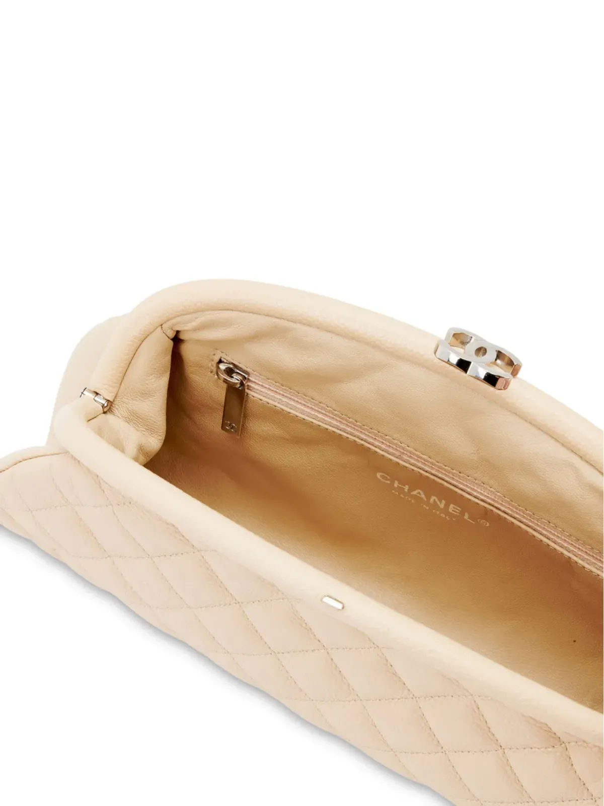 CHANEL ビンテージ ダイヤモンドキルテッド クラッチバッグ - ニュートラルカラー - 画像3