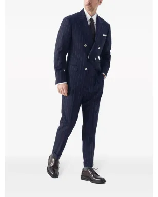 Brunello Cucinelli ピンストライプ柄 ダブルブレスト ブレザー - ブルー - サムネイル2