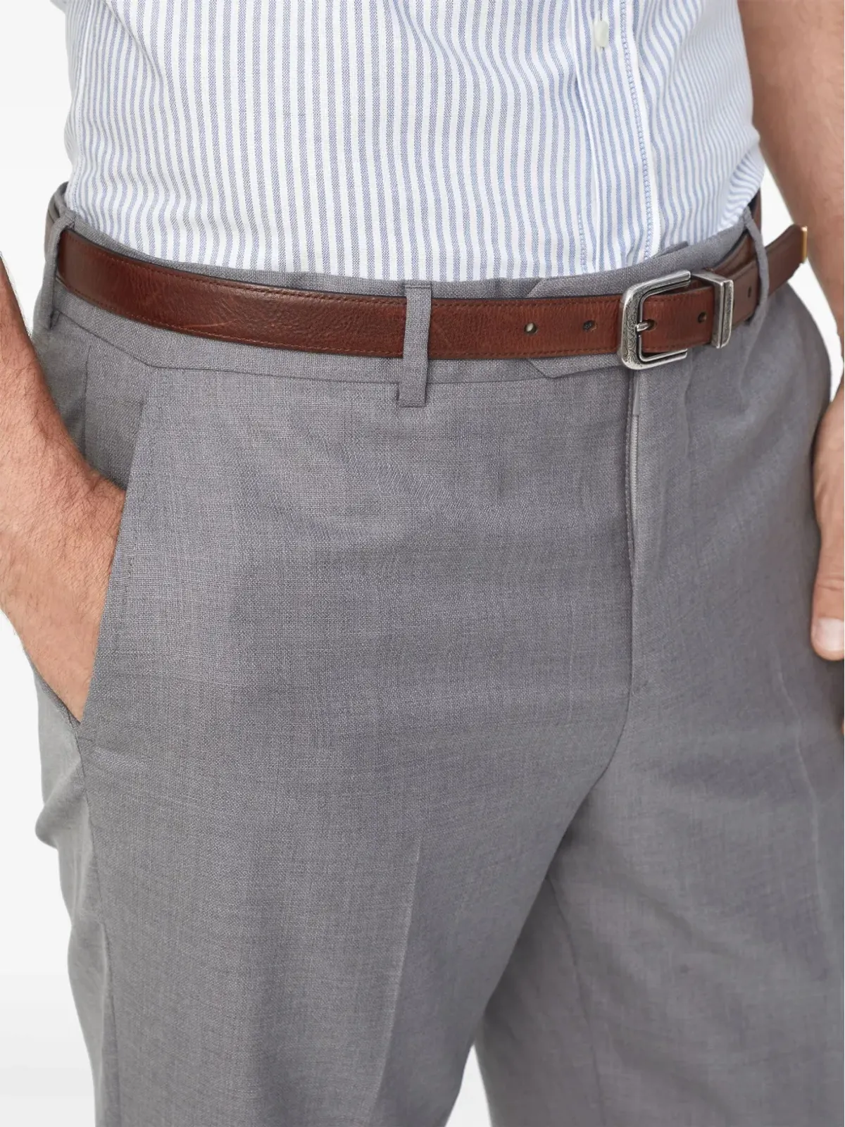Brunello Cucinelli テーパードレッグのテーラードパンツ グレー - 画像5