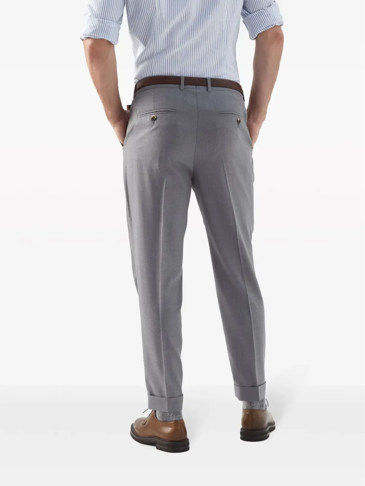Brunello Cucinelli テーパードレッグのテーラードパンツ グレー - 画像4