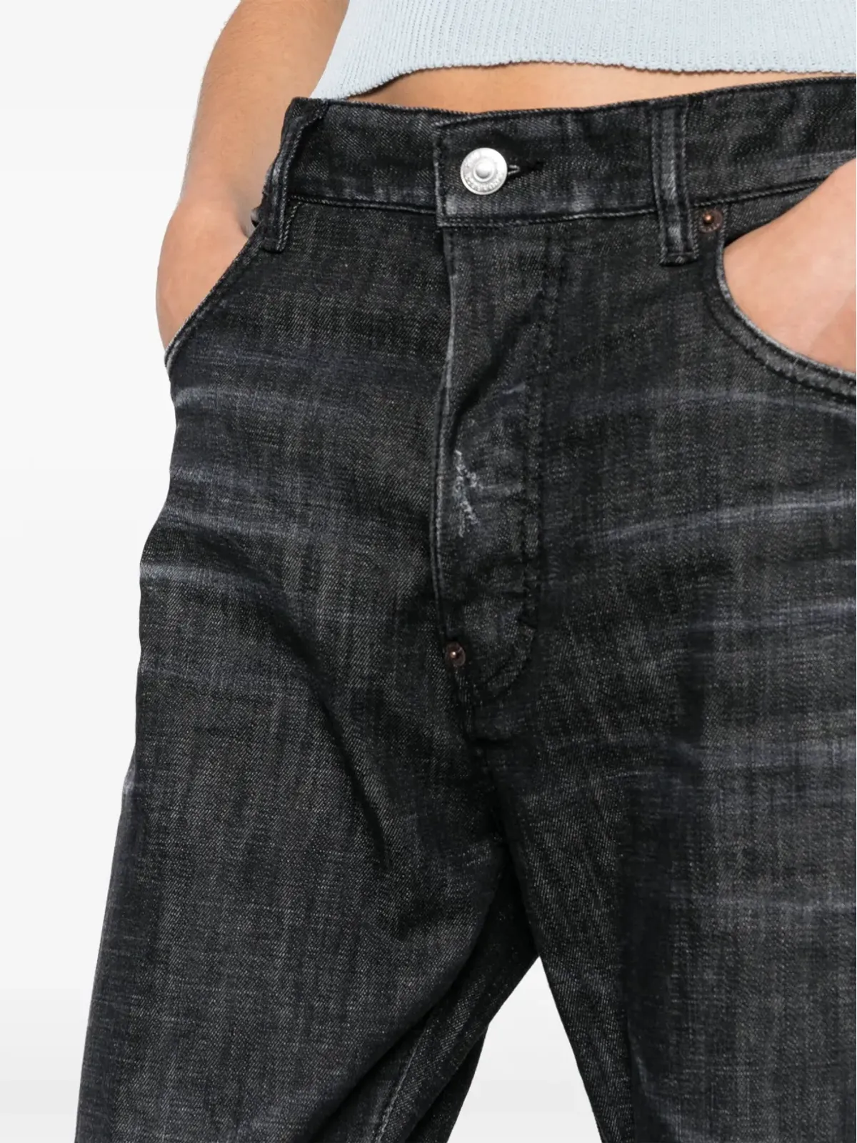 DSQUARED2 642 ダメージ加工ストレートジーンズ グレー - 画像5