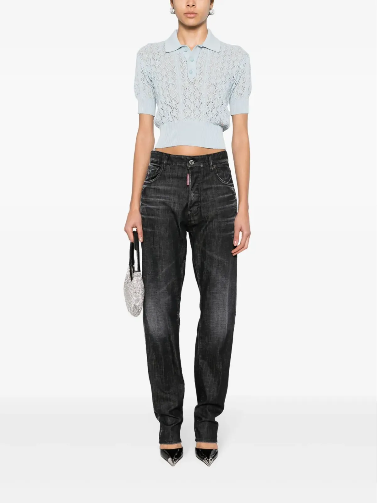 DSQUARED2 642 ダメージ加工ストレートジーンズ グレー - 画像2