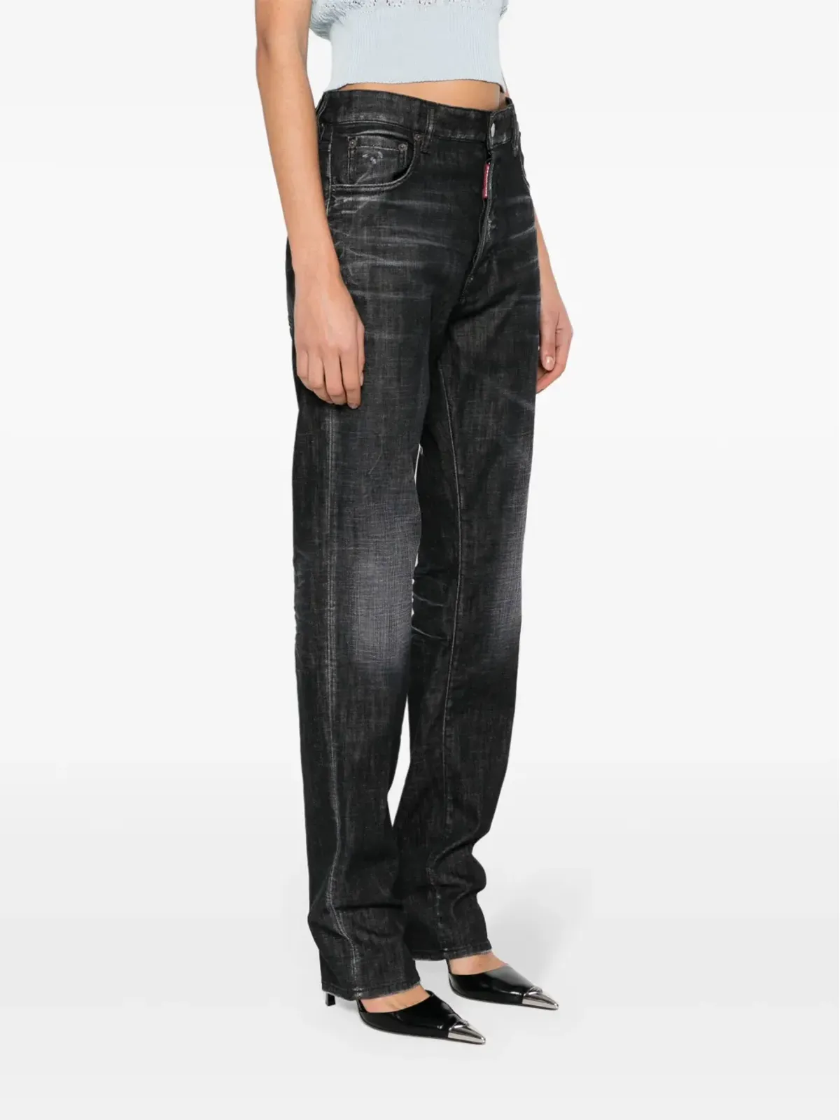DSQUARED2 642 ダメージ加工ストレートジーンズ グレー - 画像3