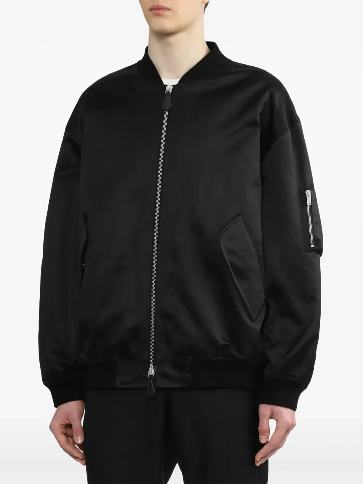 Jil Sander ジップ付き袖ボンバージャケット - ブラック - 画像3