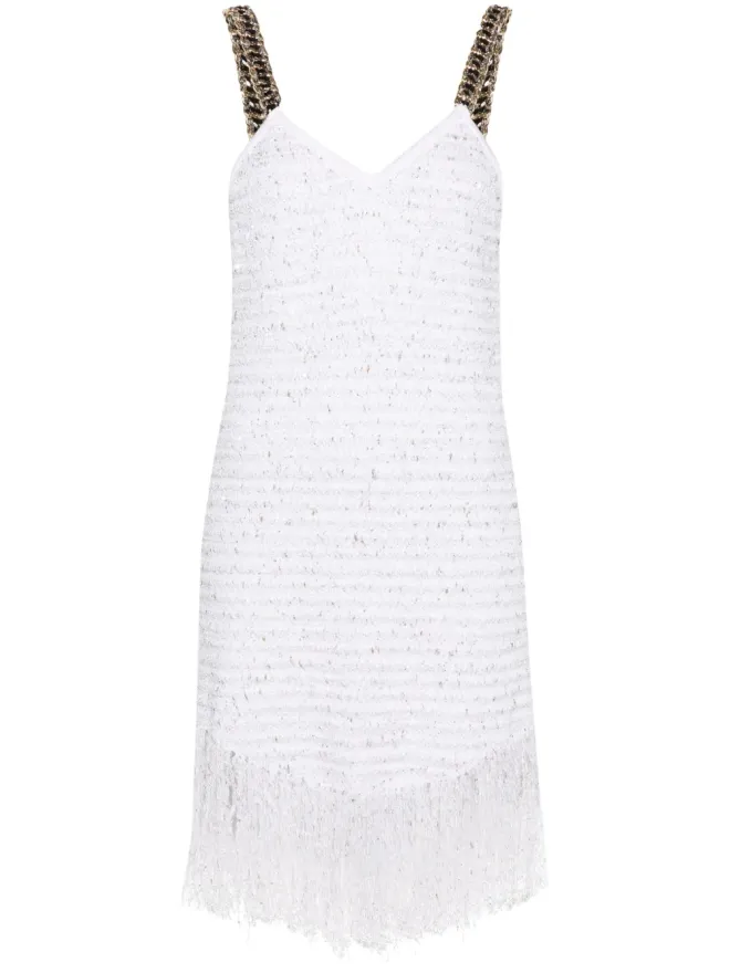 BALMAIN Balmain フリンジ付きルレックスツィード ミニドレス - ホワイトの商品画像