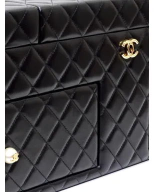 CHANEL ビンテージ 2010 ダイヤモンドキルト ジュエリーボックス - ブラック - サムネイル5