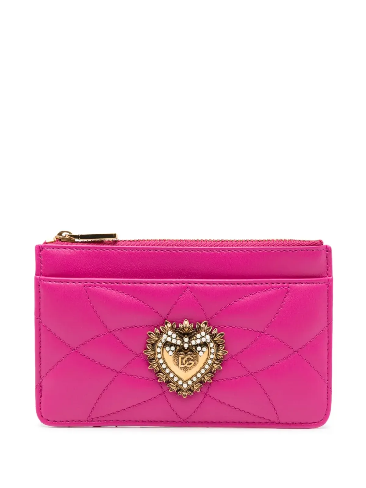Dolce & Gabbana Devotion レザー カードホルダー ピンク - 画像1