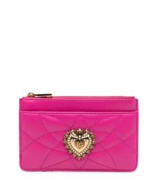 Dolce & Gabbana Devotion レザー カードホルダー ピンク - サムネイル1