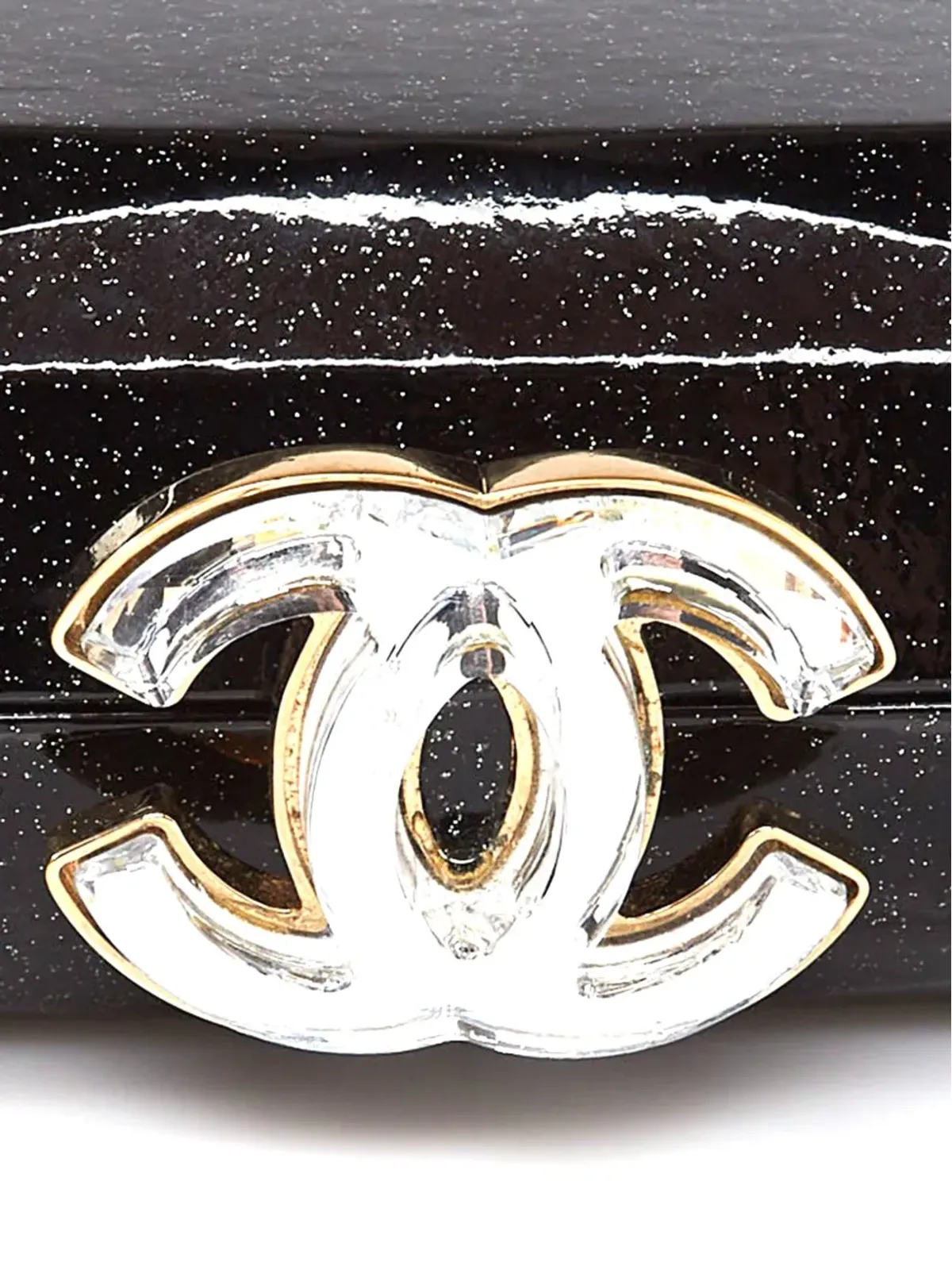CHANEL ビンテージ 2008 Swarovski CC クラッチバッグ - ブラック - 画像5