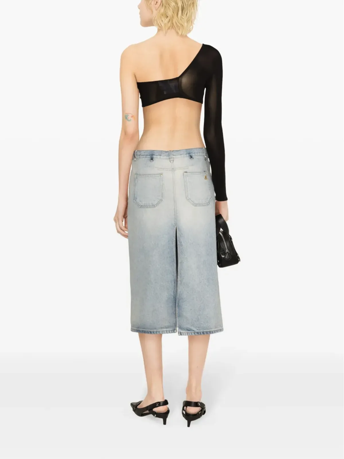 Courrèges D-rings デニム ミディスカート - ブルー - 画像3
