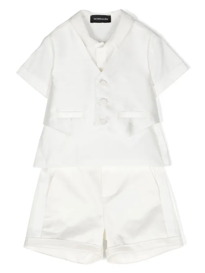 Monnalisa Monnalisa ショートスリーブ コットン スーツ - Whiteの商品画像