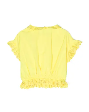 Philosophy Di Lorenzo Serafini Kids エンブロイダード ロゴ入りフリルシャツ - イエロー - サムネイル2