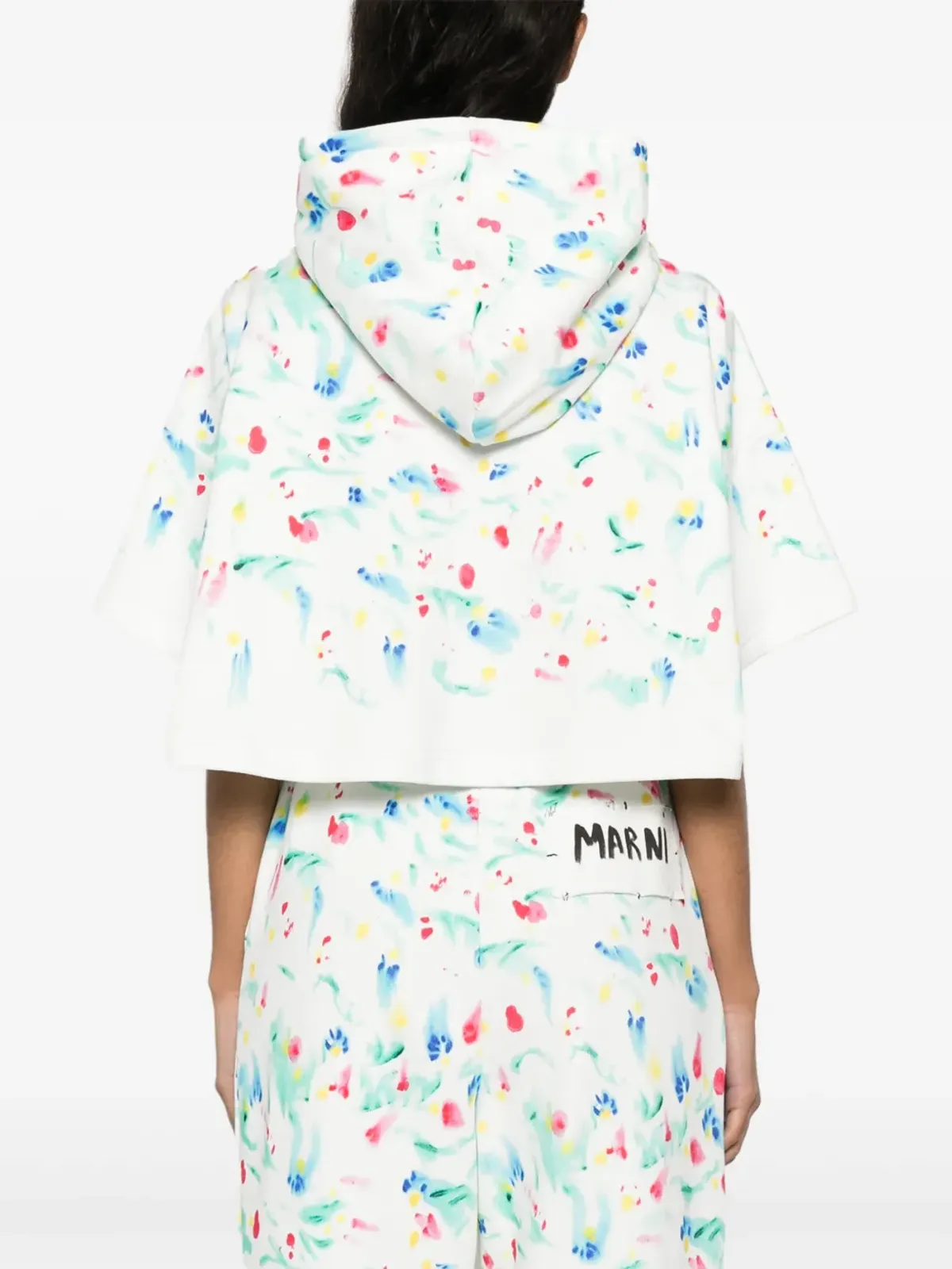 Marni 花柄プリント コットン フーディー - ホワイト - 画像4