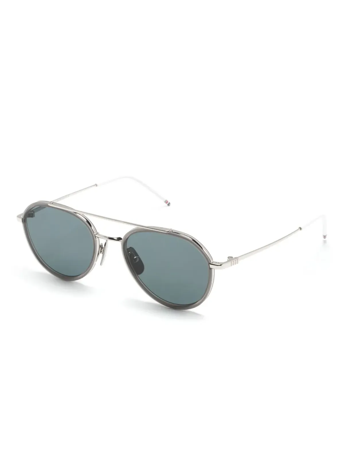 Thom Browne Eyewear ロゴ入りパイロットフレーム サングラス - シルバー - 画像2