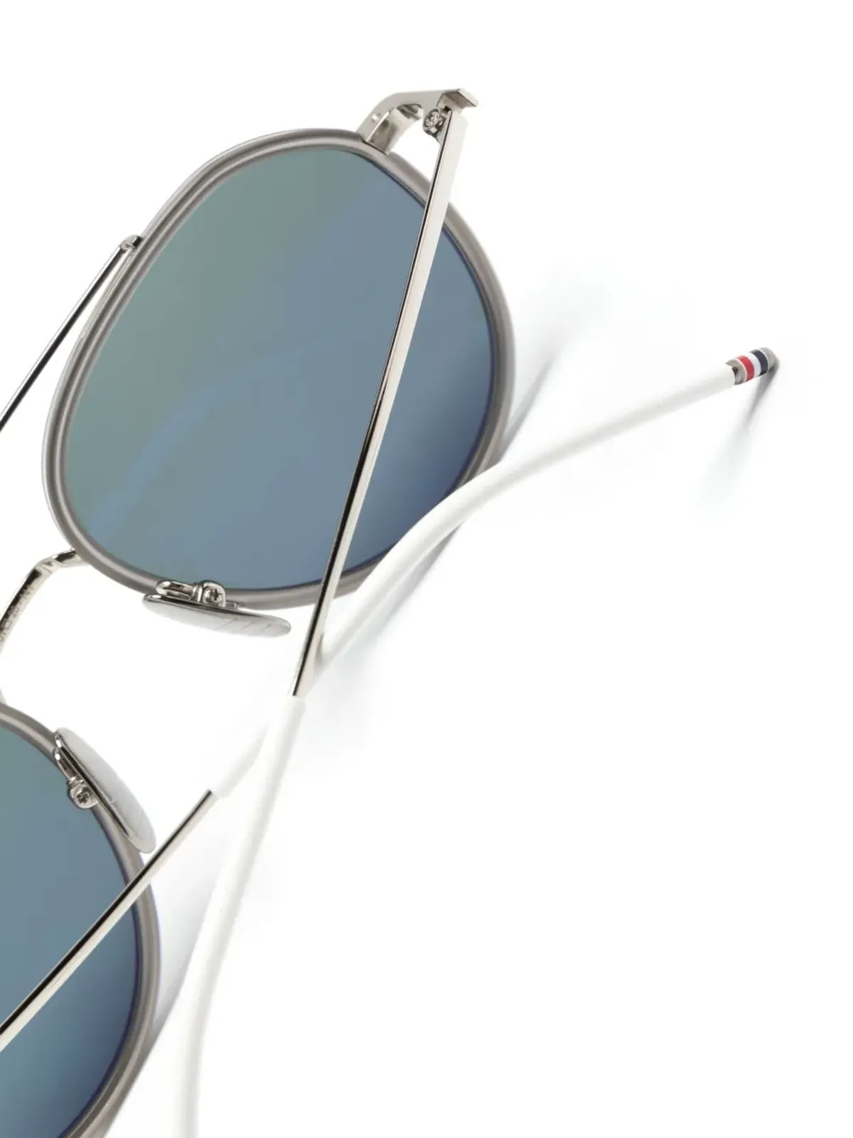 Thom Browne Eyewear ロゴ入りパイロットフレーム サングラス - シルバー - 画像3
