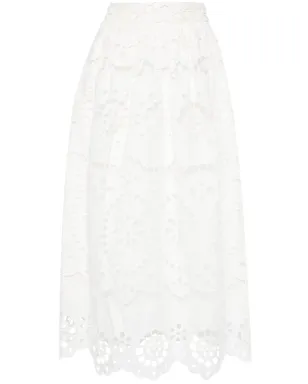 ZIMMERMANN Lexi刺繍入りリネンミディスカート - サムネイル1