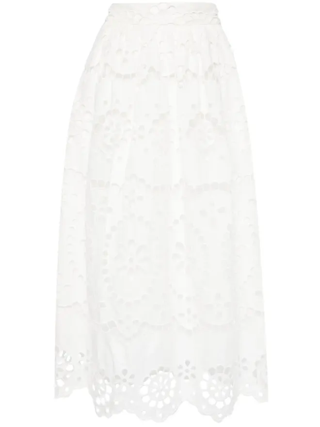Zimmermann ZIMMERMANN Lexi刺繍入りリネンミディスカートの商品画像