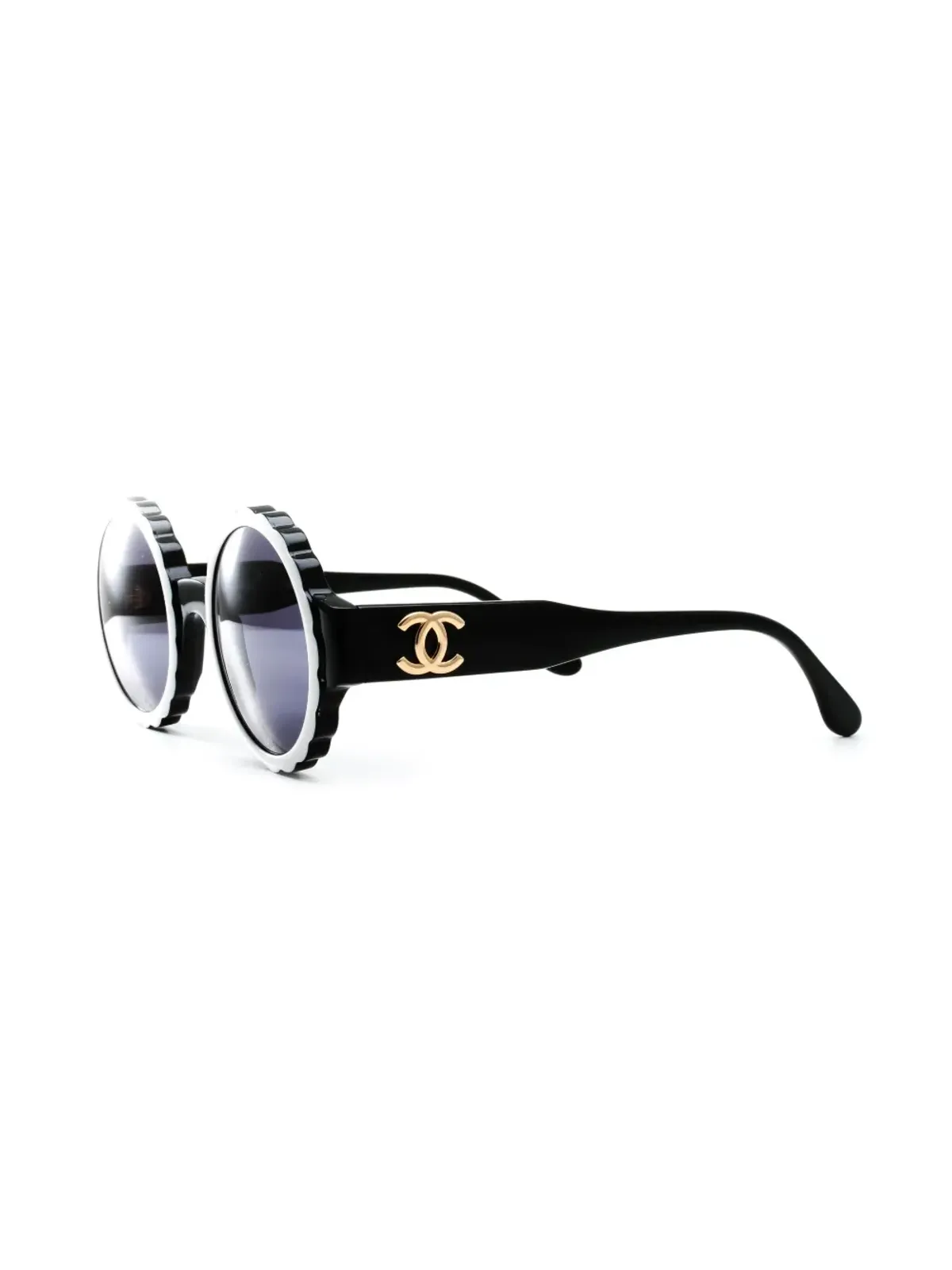 CHANEL ビンテージ 1994年製 ラウンドフレーム サングラス ブラック - 画像2