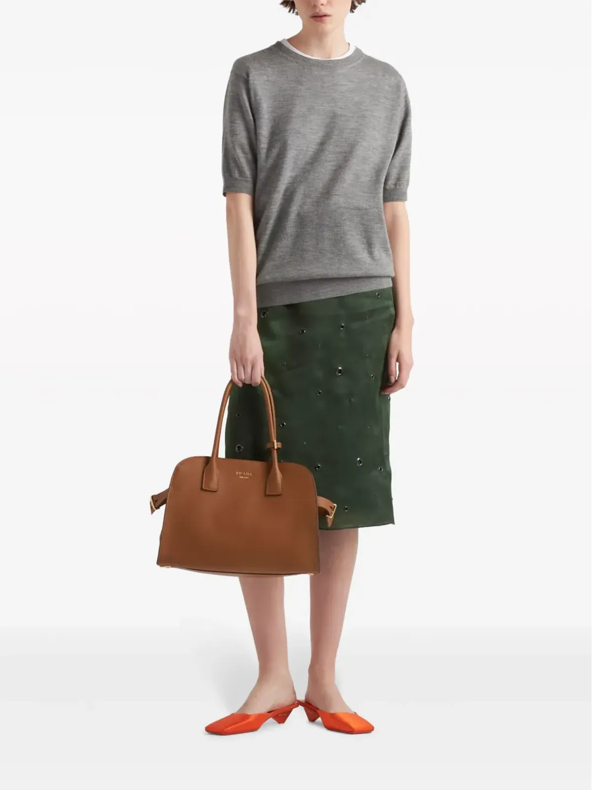 Prada ミディアム レザー トート バッグ - 画像2