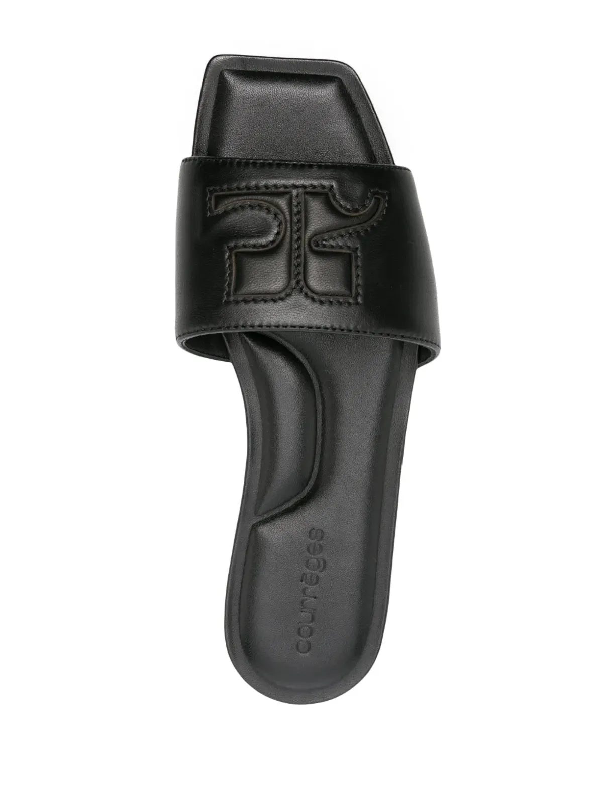 Courrèges ロゴパッチ付きレザースライド - 画像4