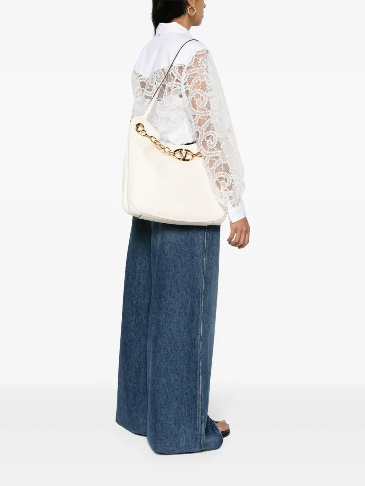 Valentino Garavani VLogo Moon レザー トートバッグ - ホワイト - 画像2